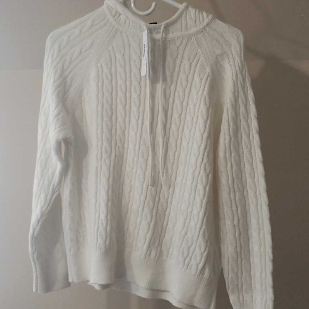 NWT JCREW cable knit cashmere blend hoodie szm